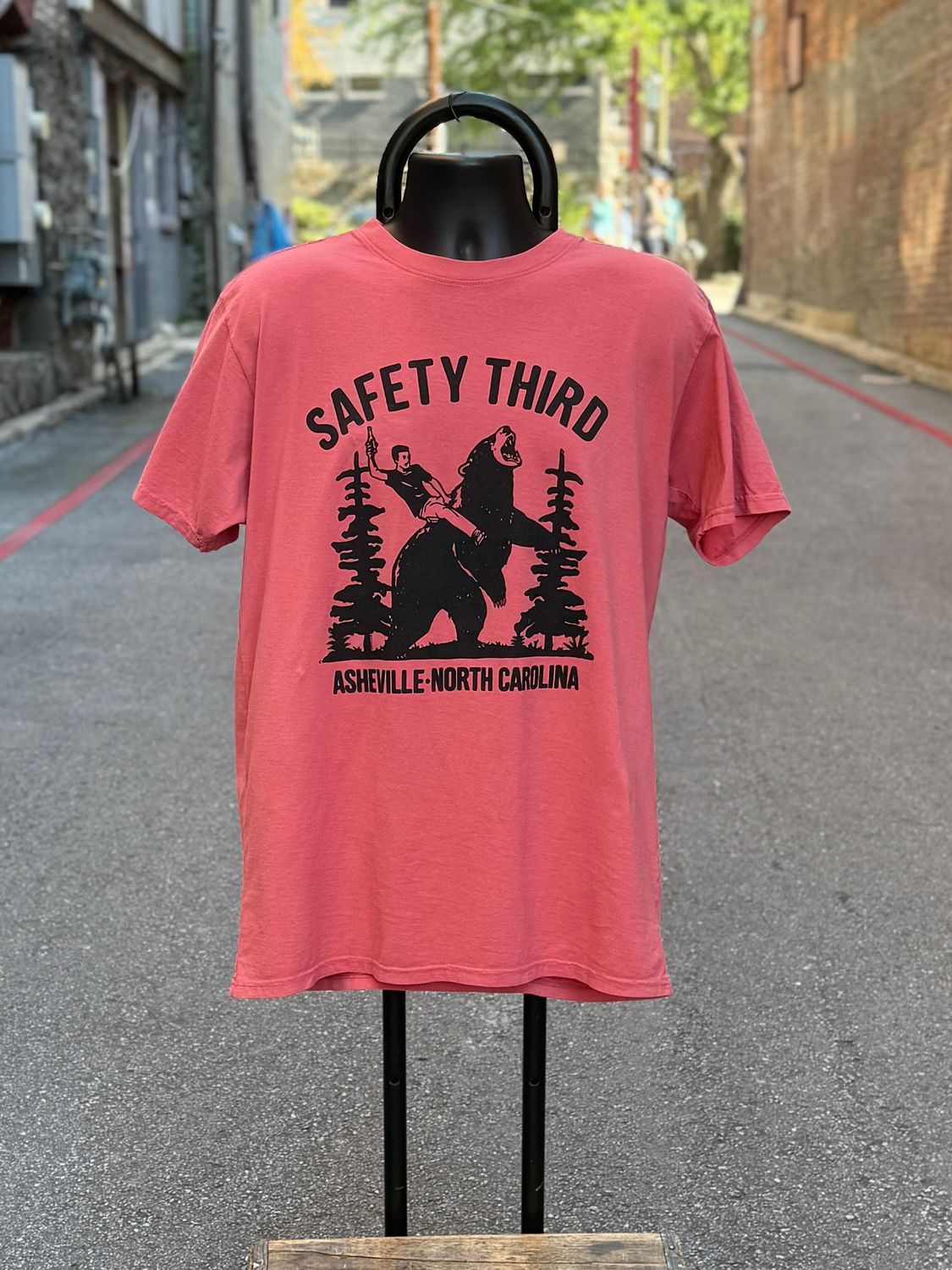 Safety Third Asheville, North Carolina Pink-Red T-Shirt