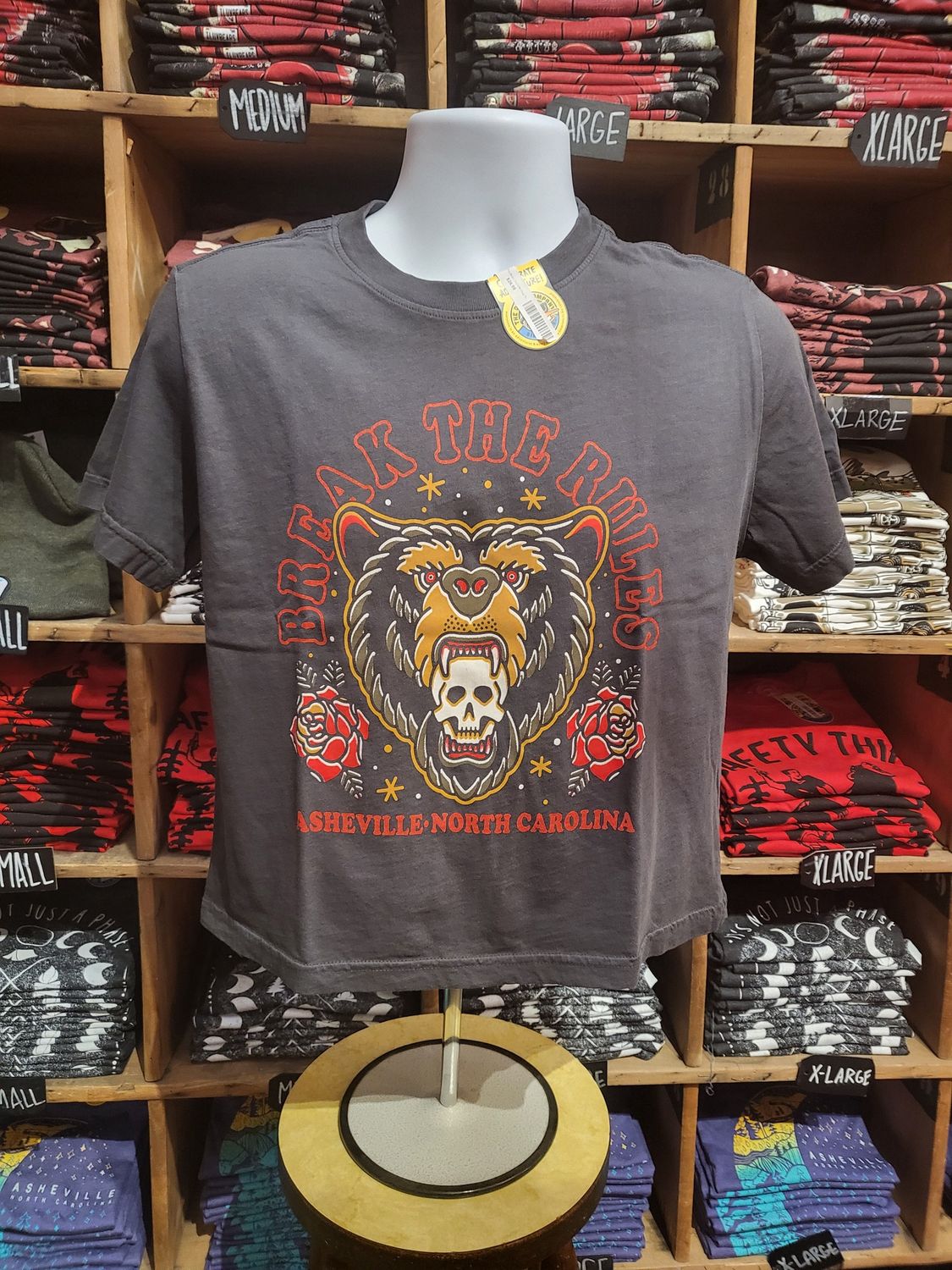 Traditional Bear Break The Rules Asheville North Carolina Crop Top, Size: Small