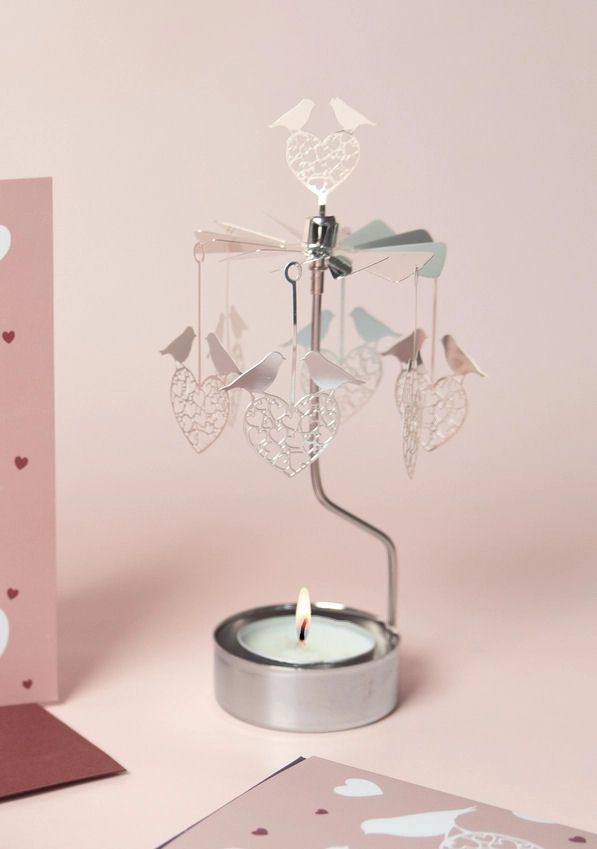 Silver Lovebirds Rotary Candleholder