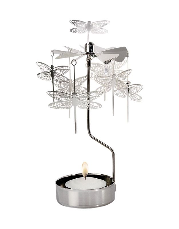 Silver Dragonfly Rotary Candleholder