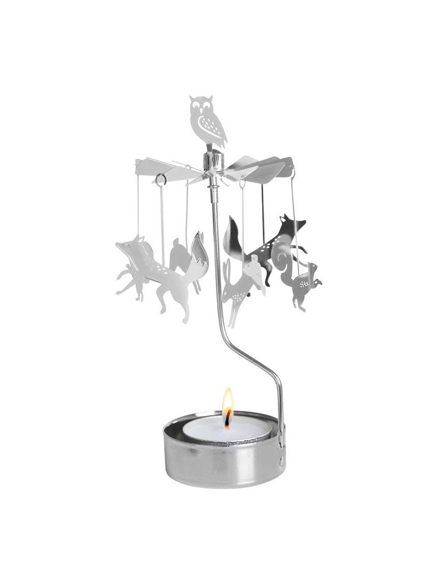 Silver Forest Animals Rotary Candleholder