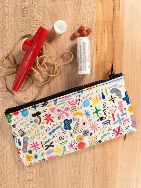 Doodle Party Blue Q Pencil Case