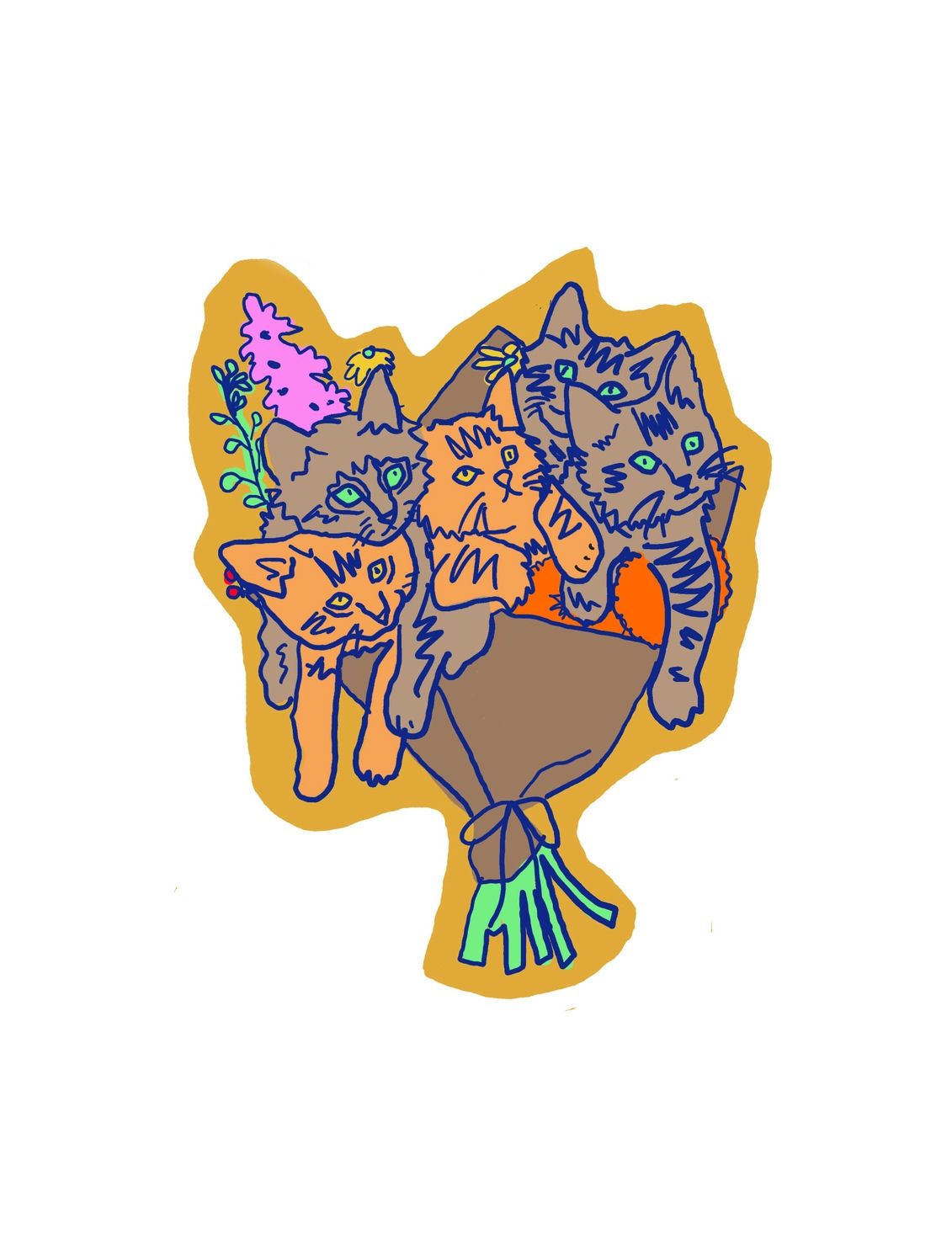 Cat Bouquet Sticker