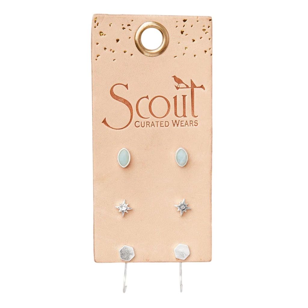 Amazonite Silver Gabby Stud Trio Earrings