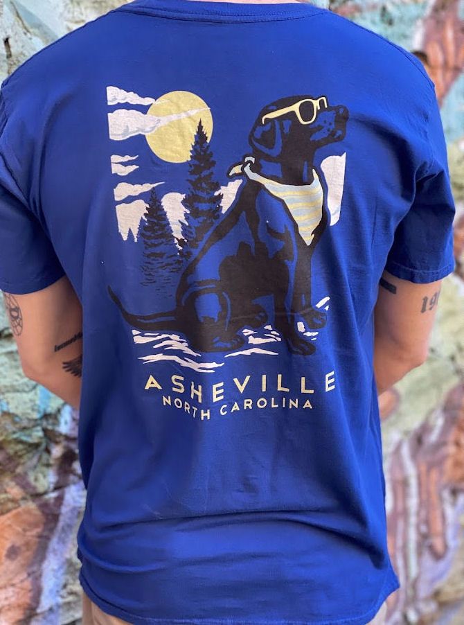 Trail Hound Dog Asheville North Carolina Blue T-Shirt