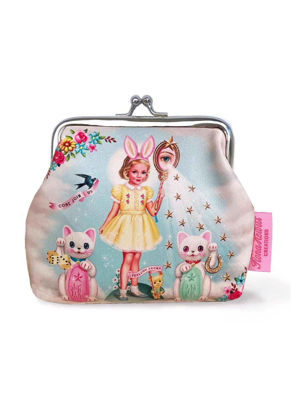 Fiona Hewitt Come Join Us Bunny Girl With Lucky Cat Coin Purse