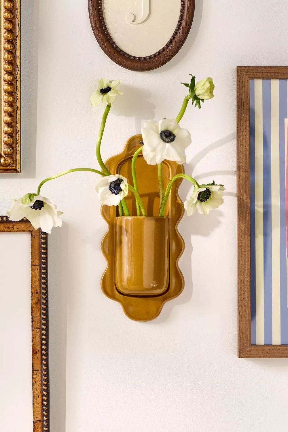 Large Brown Amber Stoneware Wall Vase