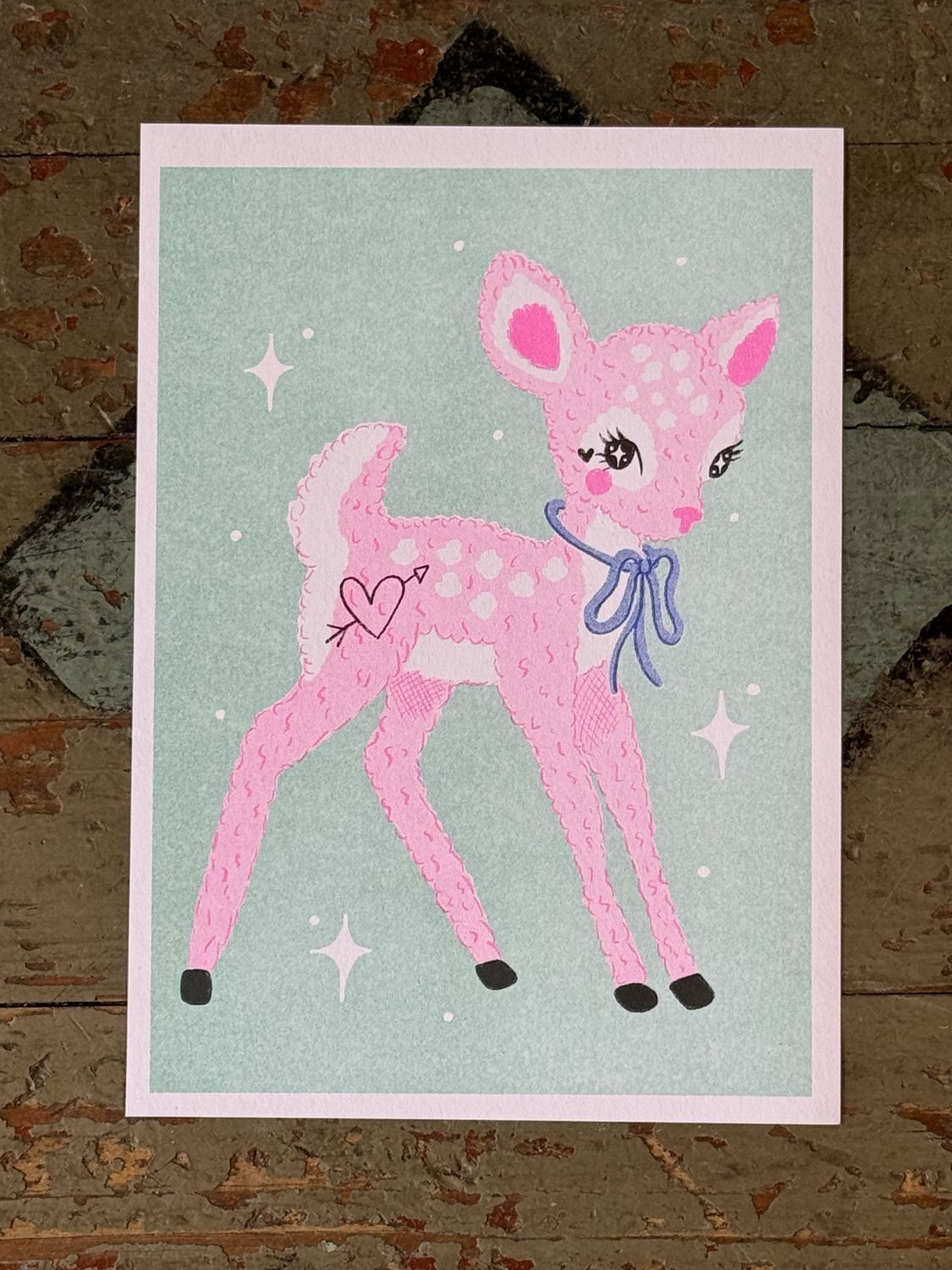 Kitsch Deer A5 Risograph Print