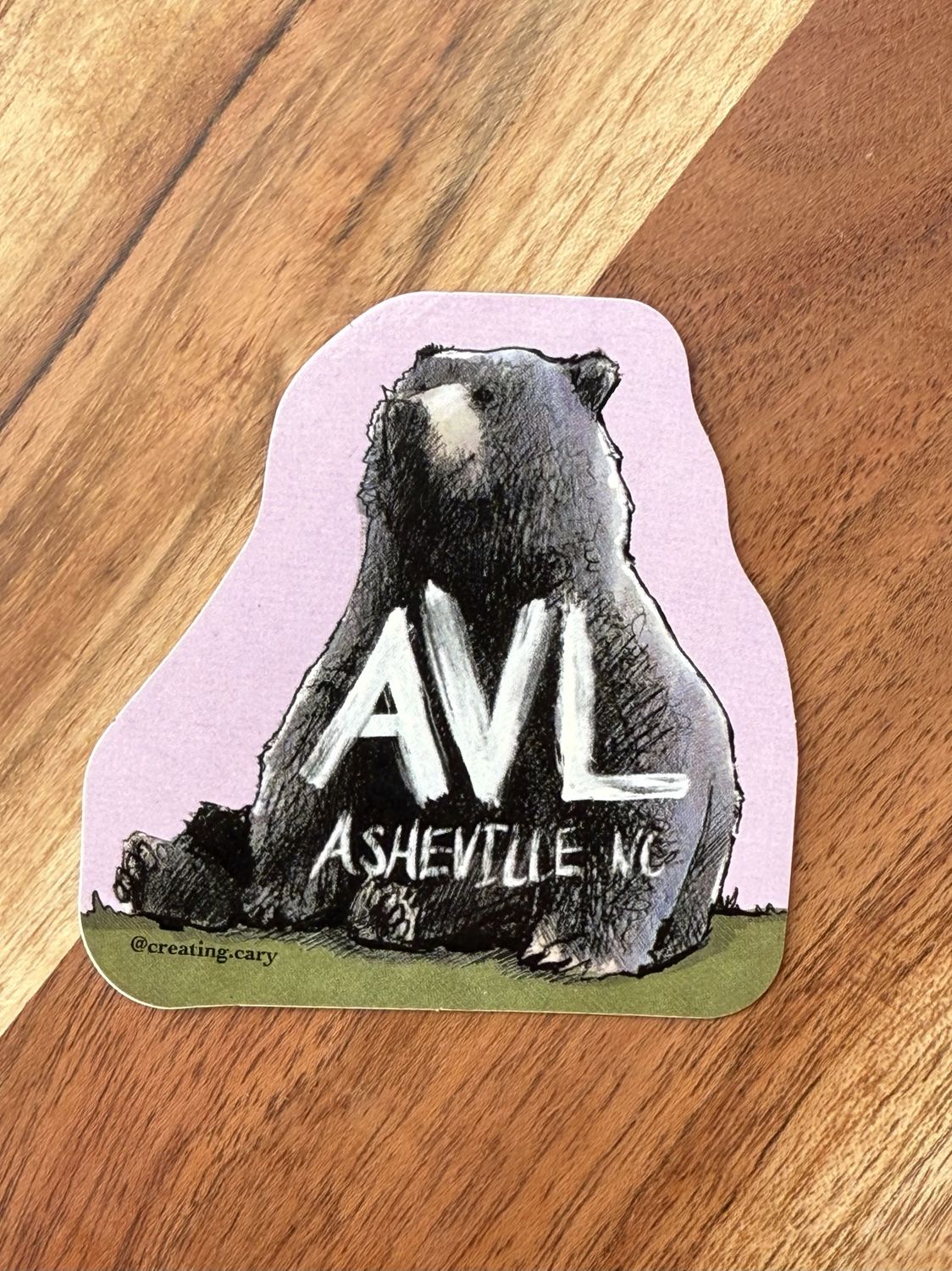 Asheville, NC Purple Sitting Bear Sticker