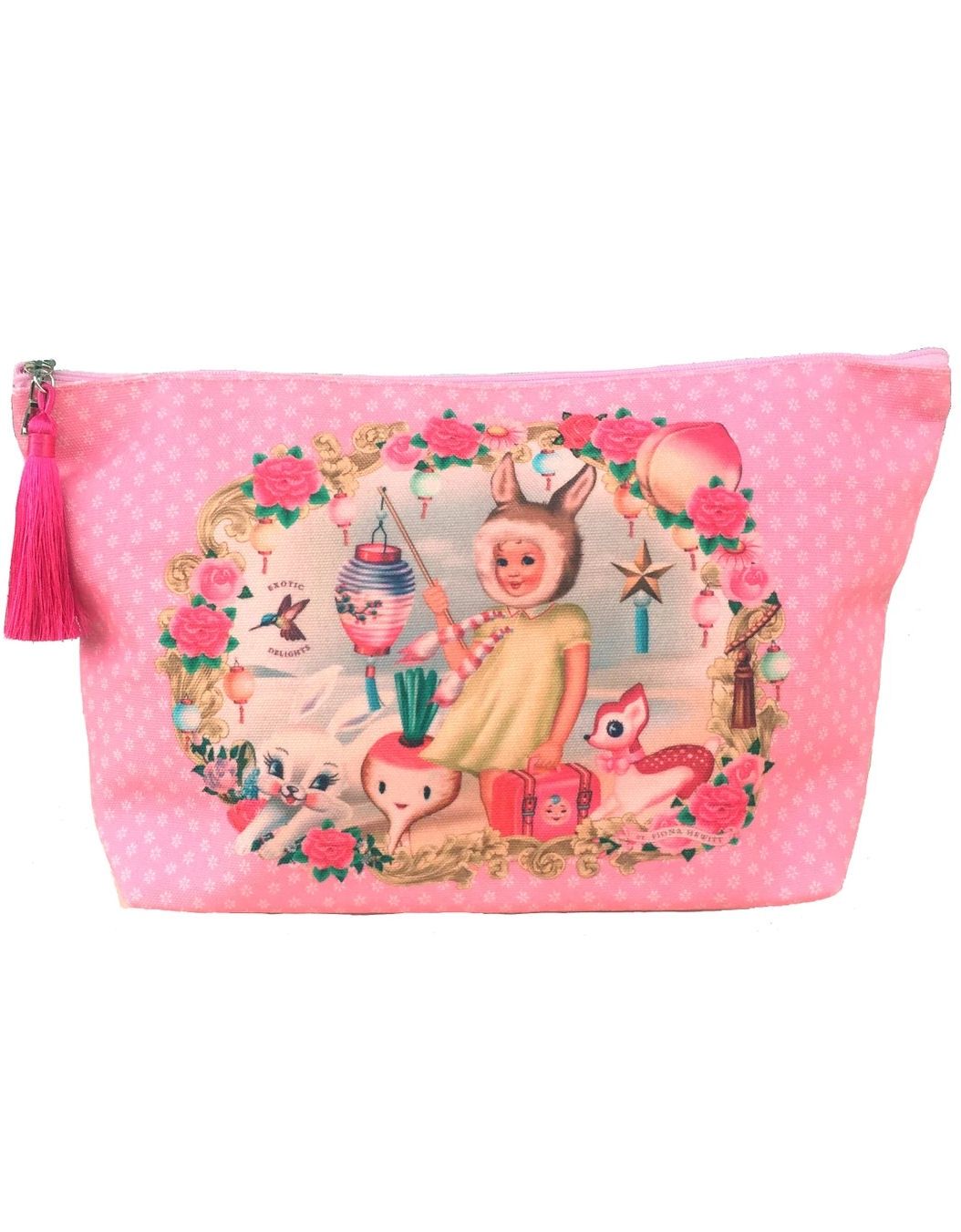 Fiona Hewitt Rabbit Girl Radish Large Makeup Bag