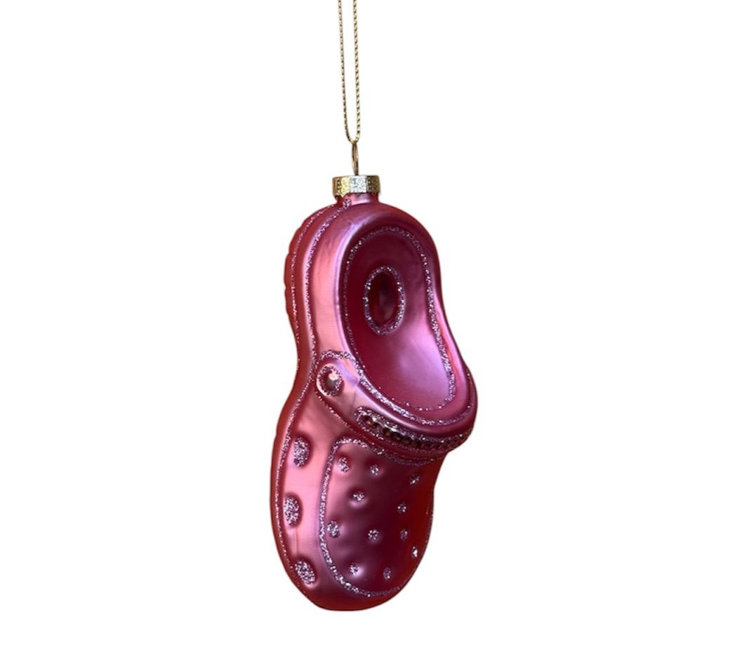 Glitter Croc Glass Ornament, Color: Coral Pink