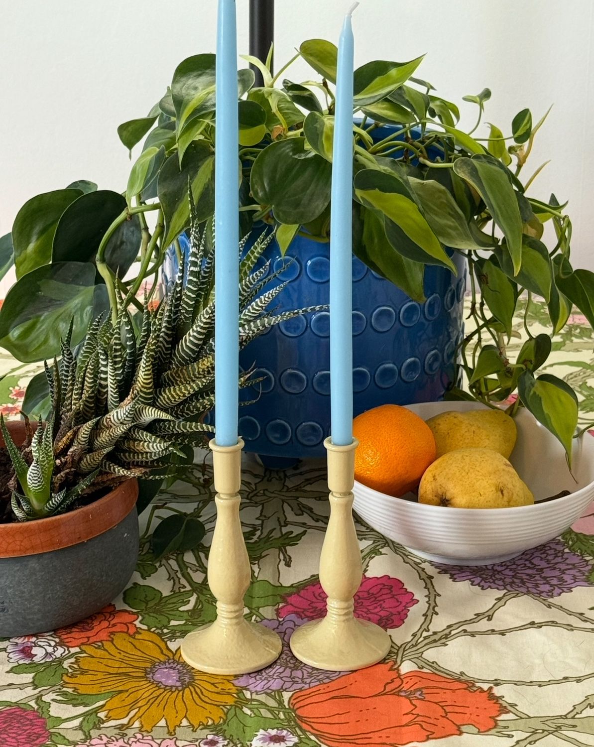 Cast Iron Taper Candle Holder - Beige