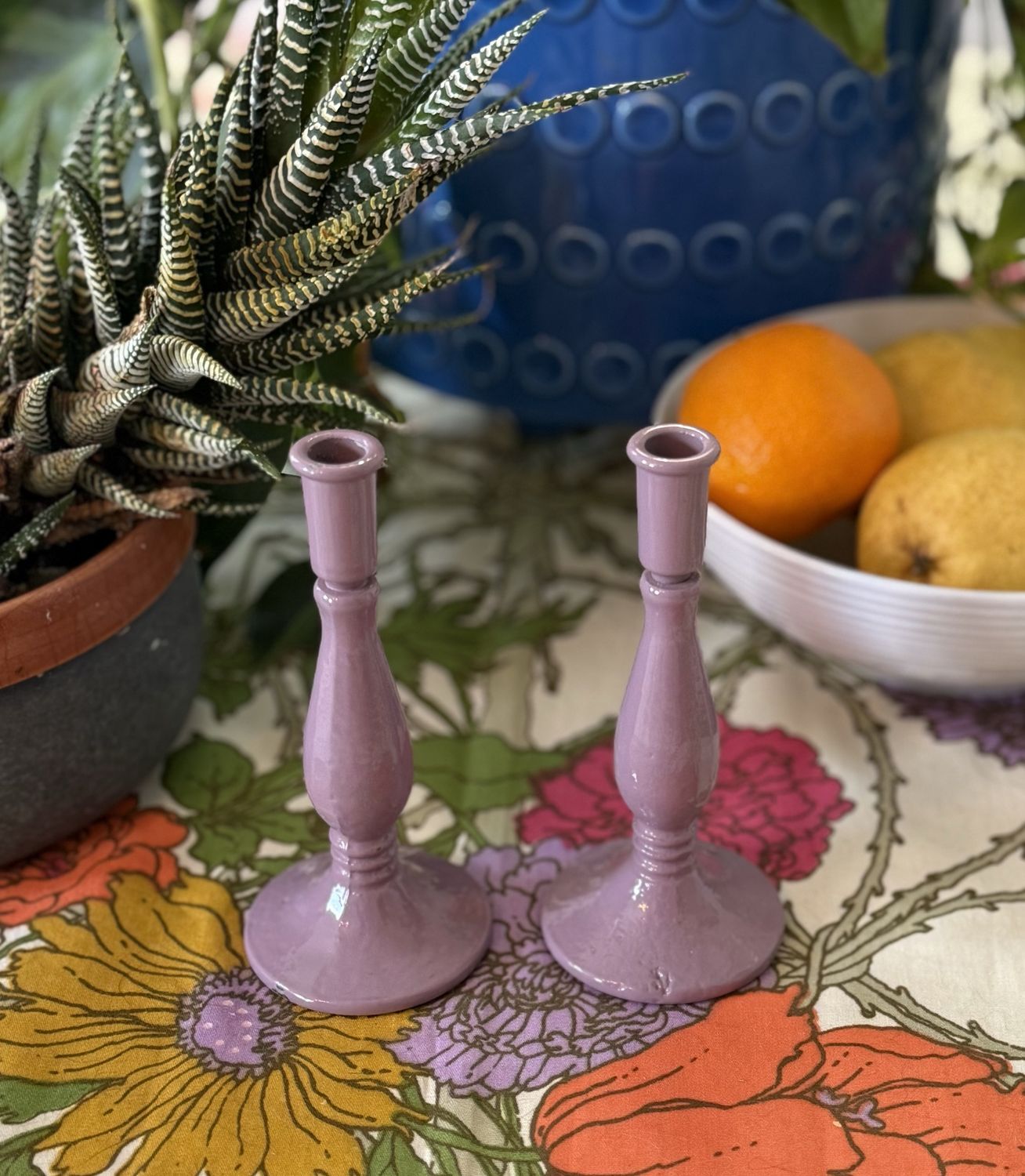 Cast Iron Taper Candle Holder - Lilac