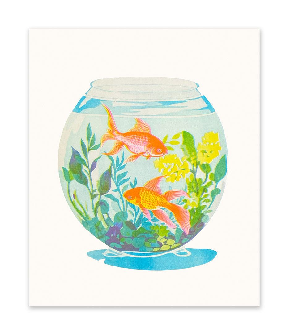 Neon Goldfish 12x10 Risograph Print