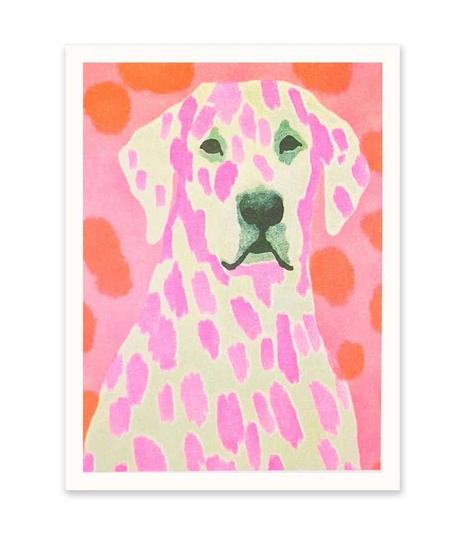 Neon Dalmatian Dog 8x6 Risograph Print