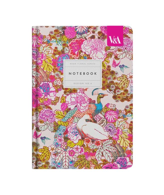 Neon Floral Peacock Hardcover Notebook