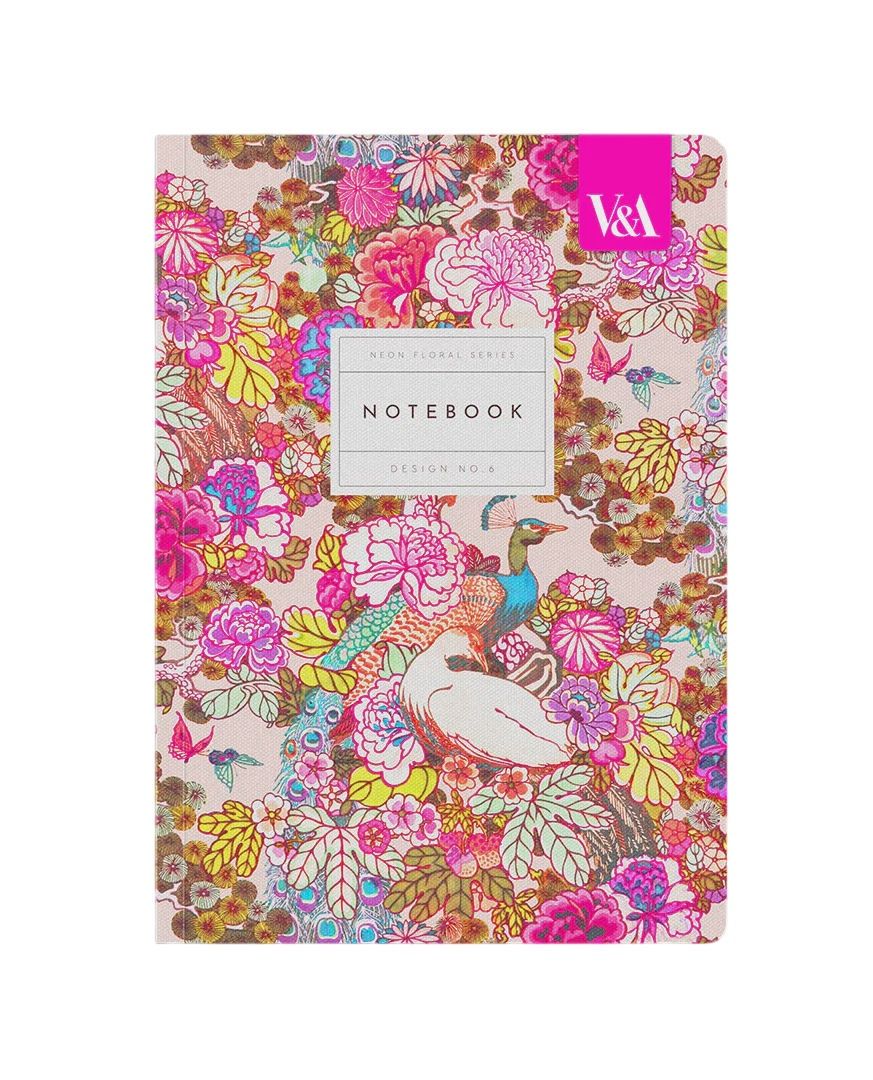 Neon Floral Peacock Premium Paperback Notebook