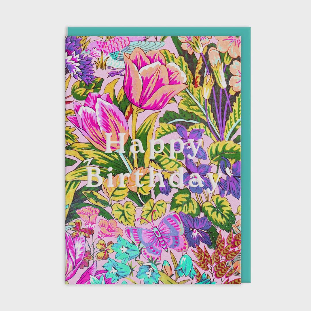 Happy Birthday Neon Floral Mawson Tulip Card