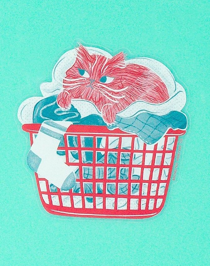 Laundry Cat Clear Sticker