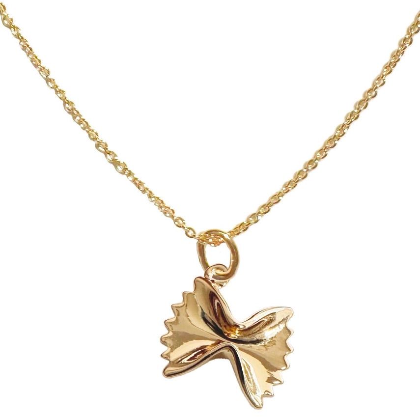Magic Charm Bow Tie Pasta Gold Necklace