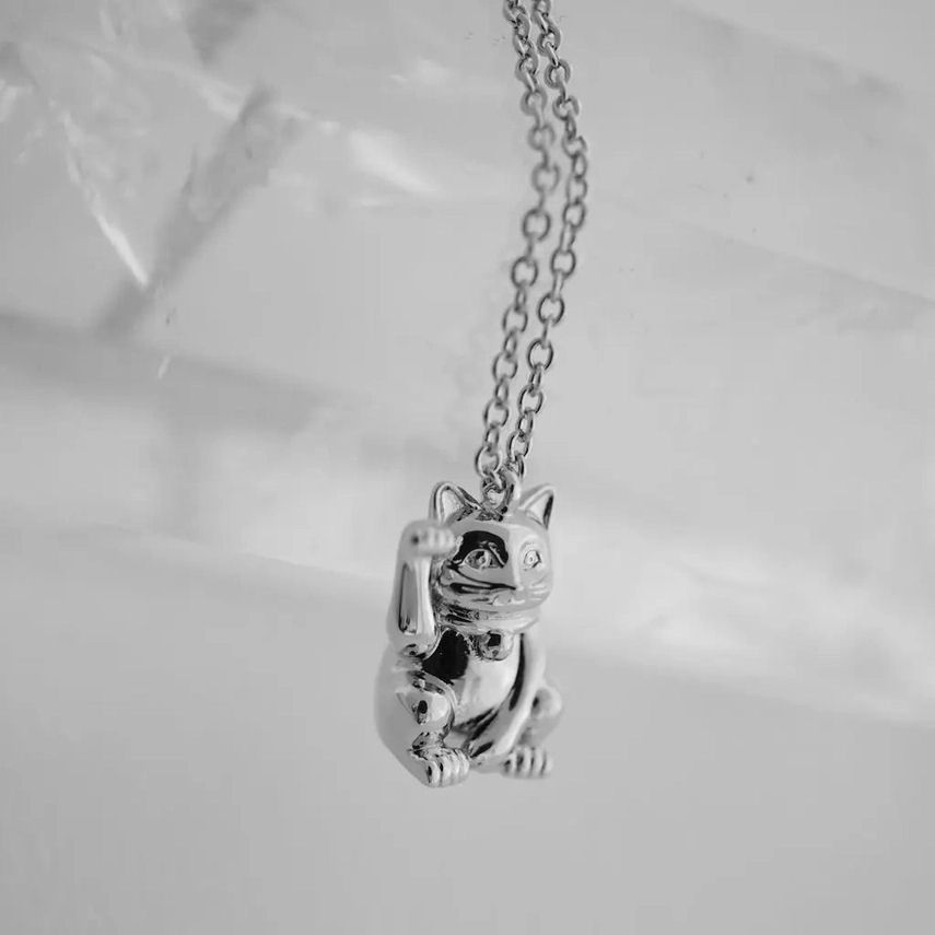 Lucky Cat Silver Necklace