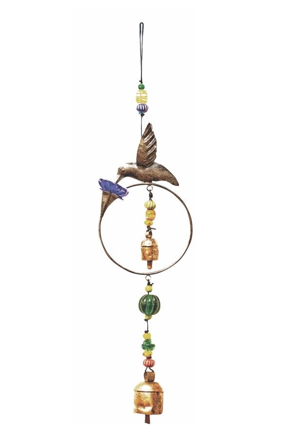 Hummingbird's Nectar With Beads And Bell Chime