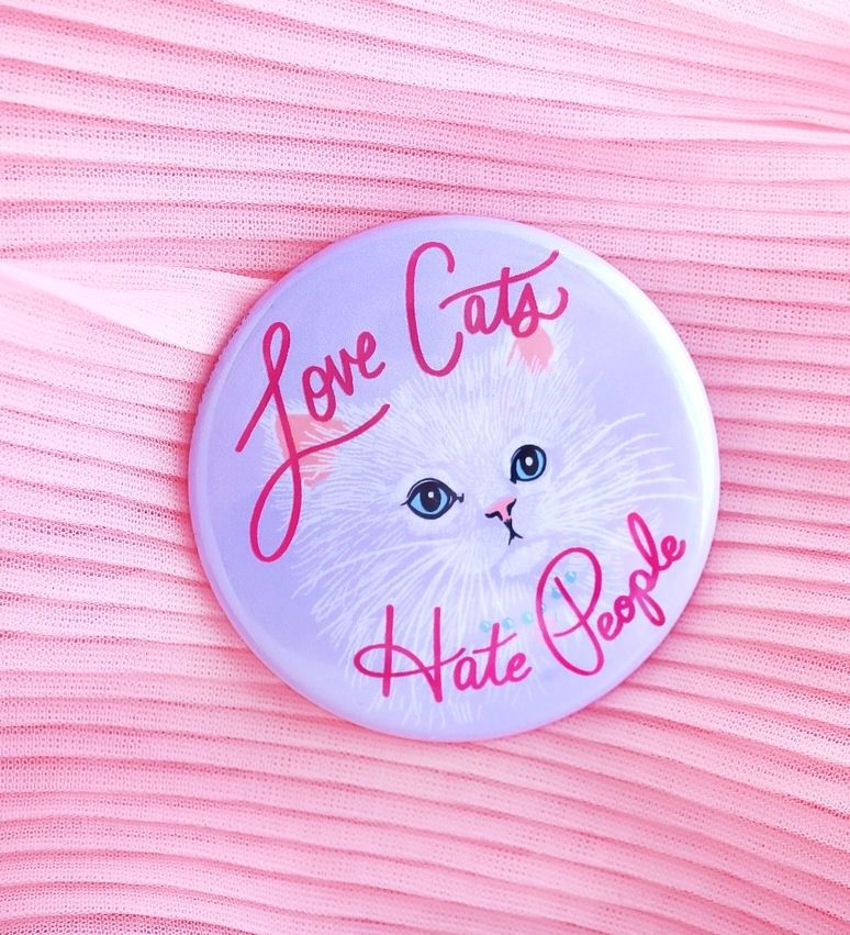 Love Cats Hate People Button