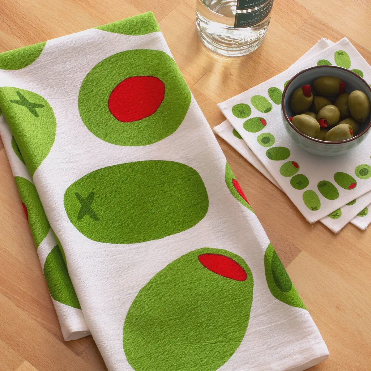 Green Olives Tea Towel