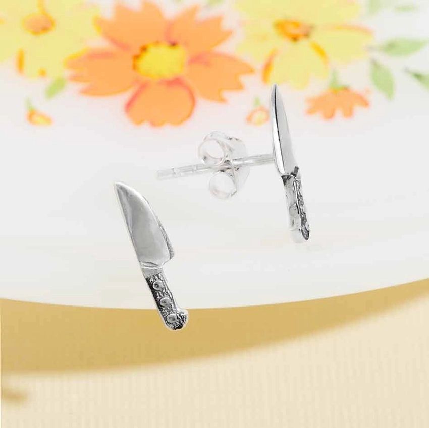 Sterling Silver Kitchen Knife Post Stud Earrings