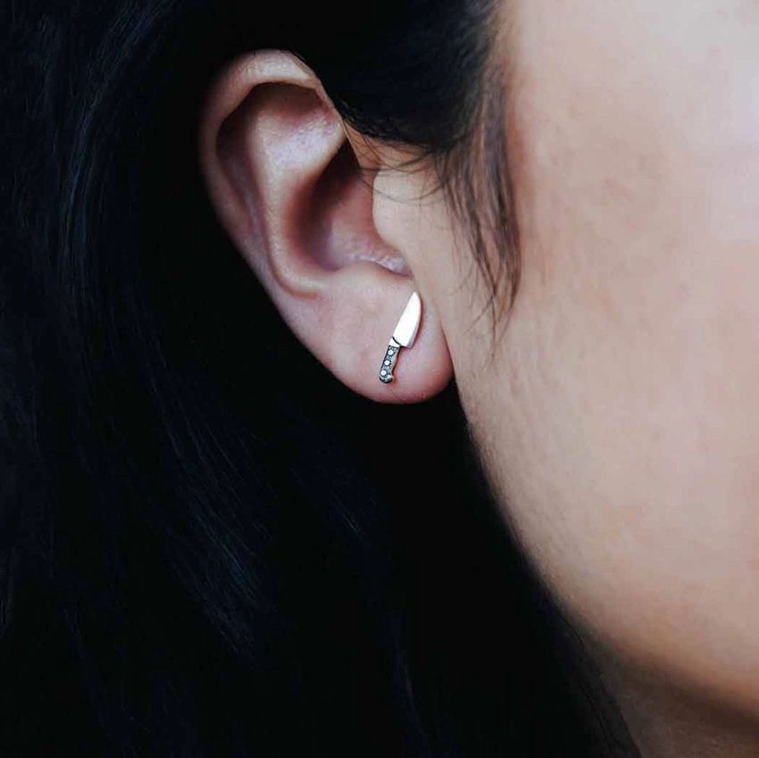 Sterling Silver Kitchen Knife Post Stud Earrings