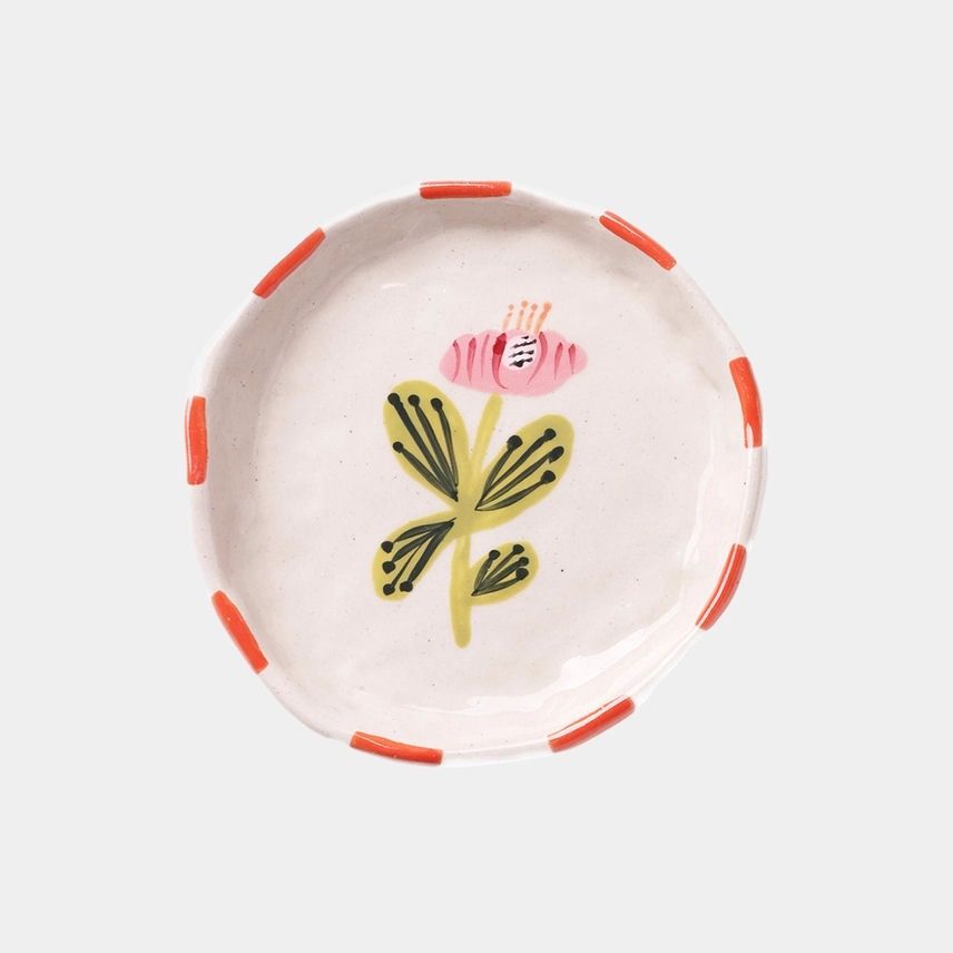 Pink Flower Trinket Ceramic Tray Dish