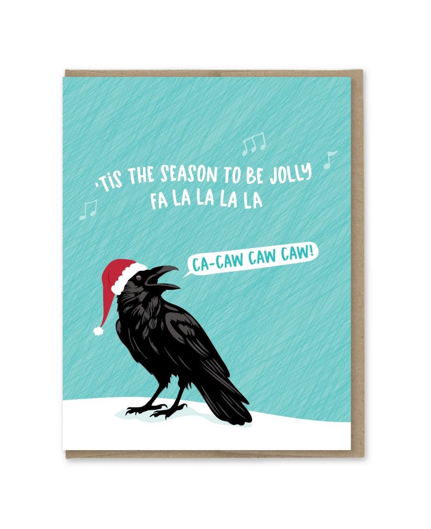 Tis The Season Fa La La Ca-Caw Crow Box Of 8 Holiday Cards