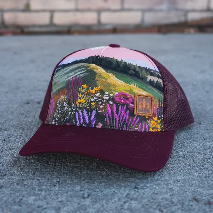 Wildflower Field Maroon Unisex Trucker Hat