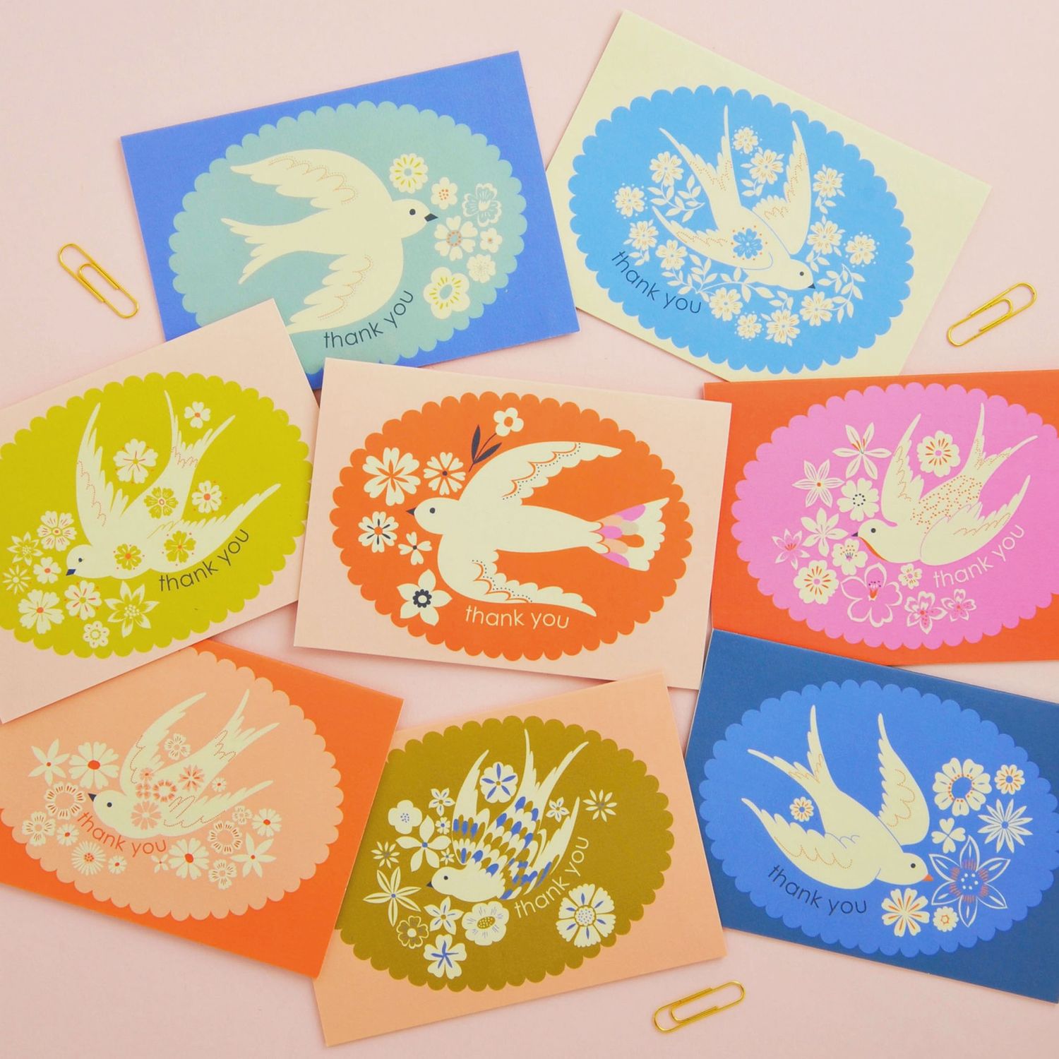 Birds And Borders Thank You Card Notecard Set