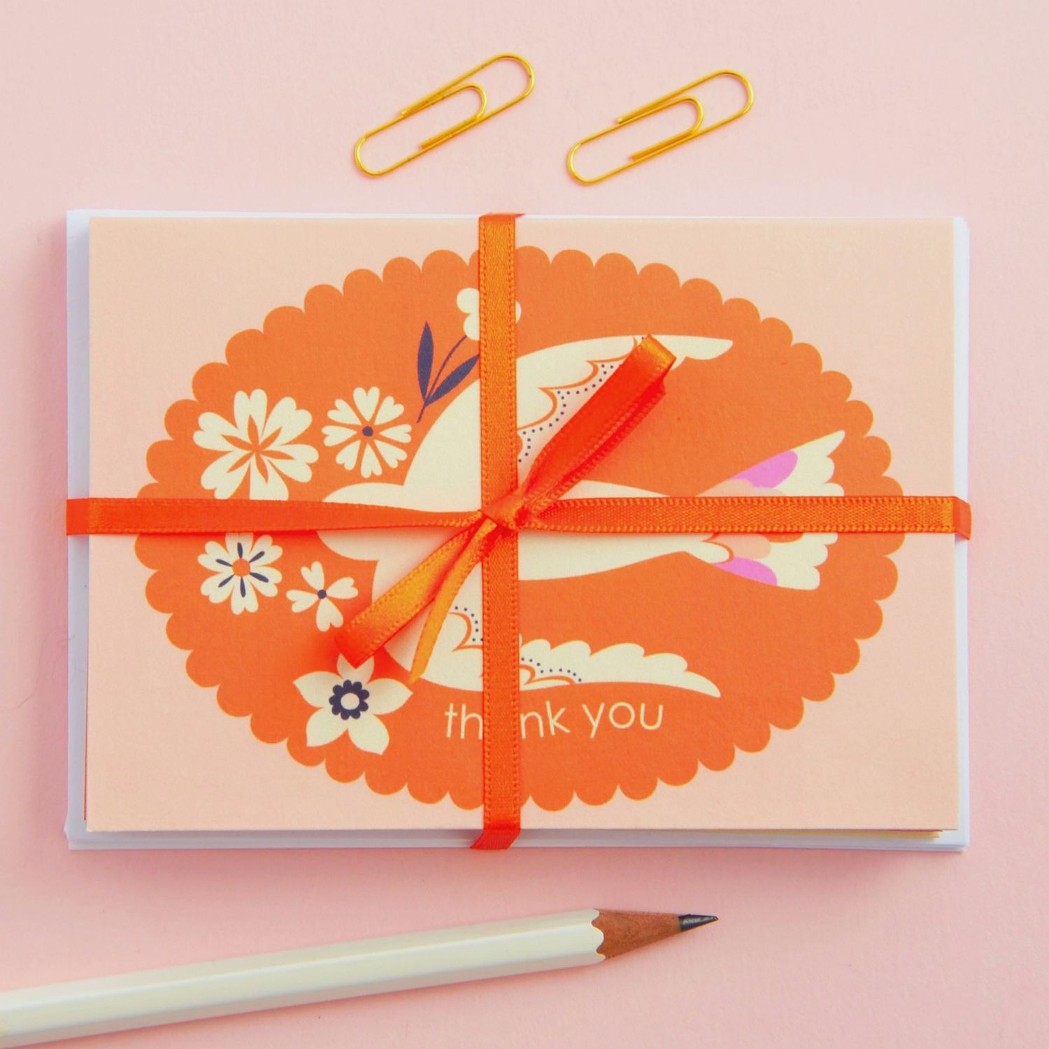 Birds And Borders Thank You Card Notecard Set