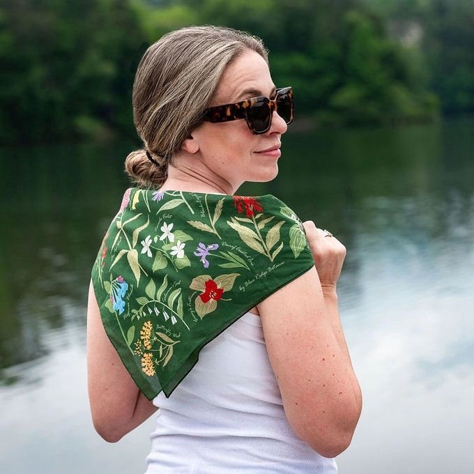 Blue Ridge Botanic Wildflower Green Bandana