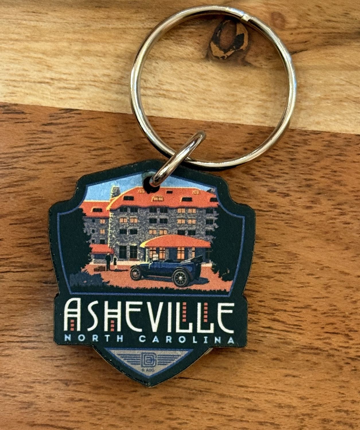 Asheville North Carolina Grove Park Inn Wooden Keychain