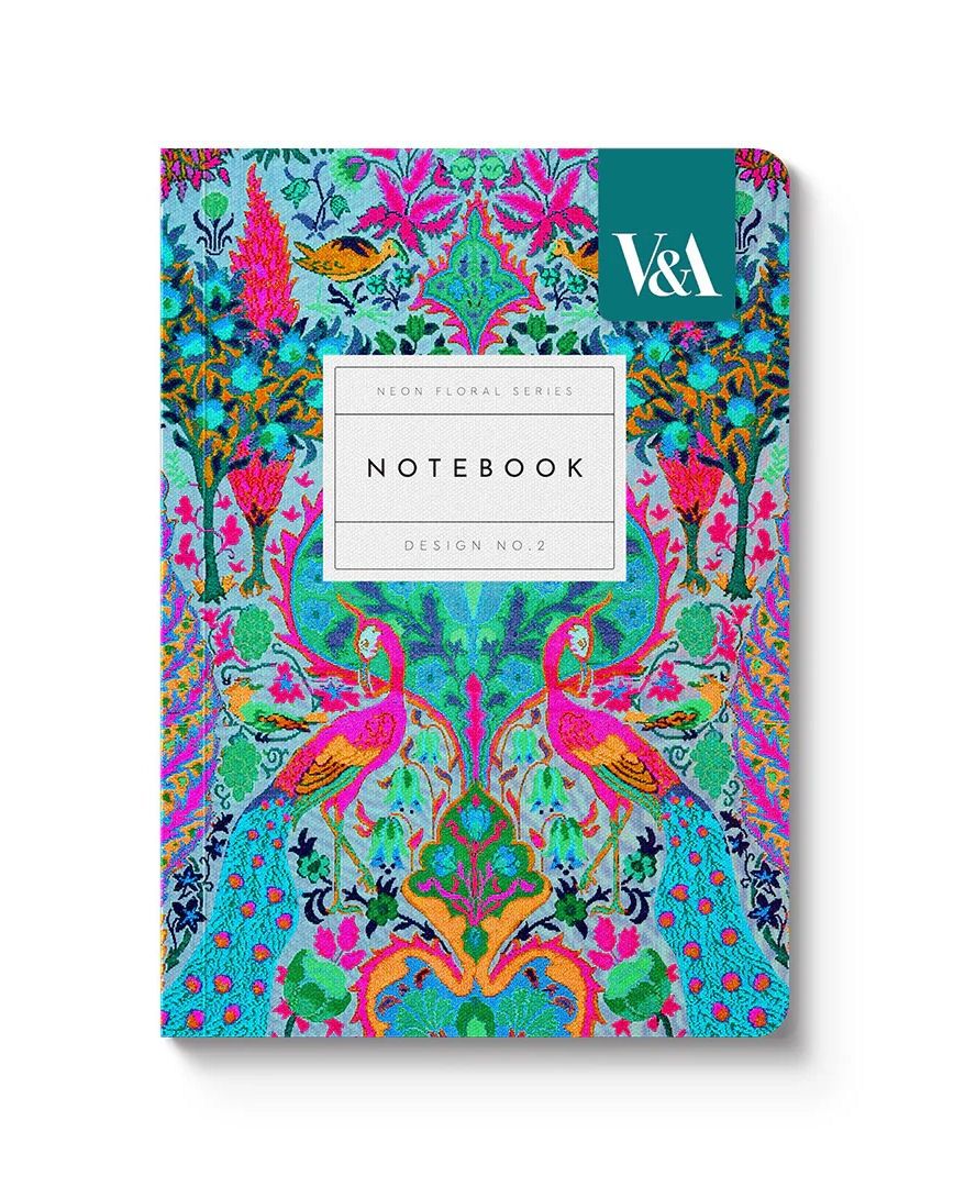 Neon Floral Peacock Paperback Notebook