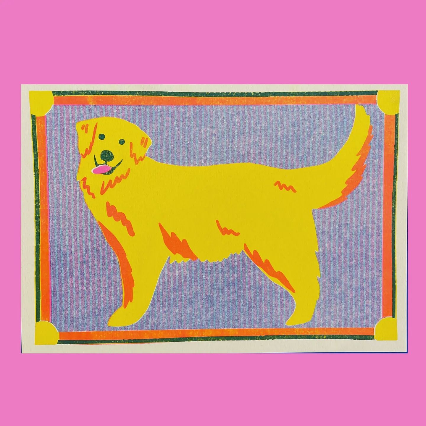 Golden Retriever A5 Risograph Print