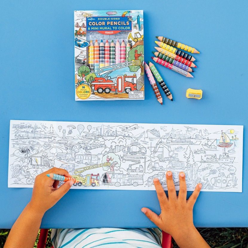 Vehicles Mini Murals Colored Pencil Set