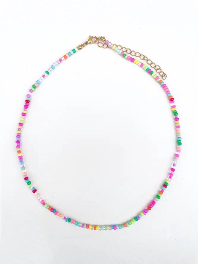 Rainbow Sprinkles Seed Bead Necklace