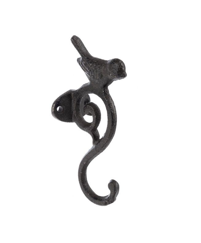Bird With Scroll Wall Hook, Color: Black