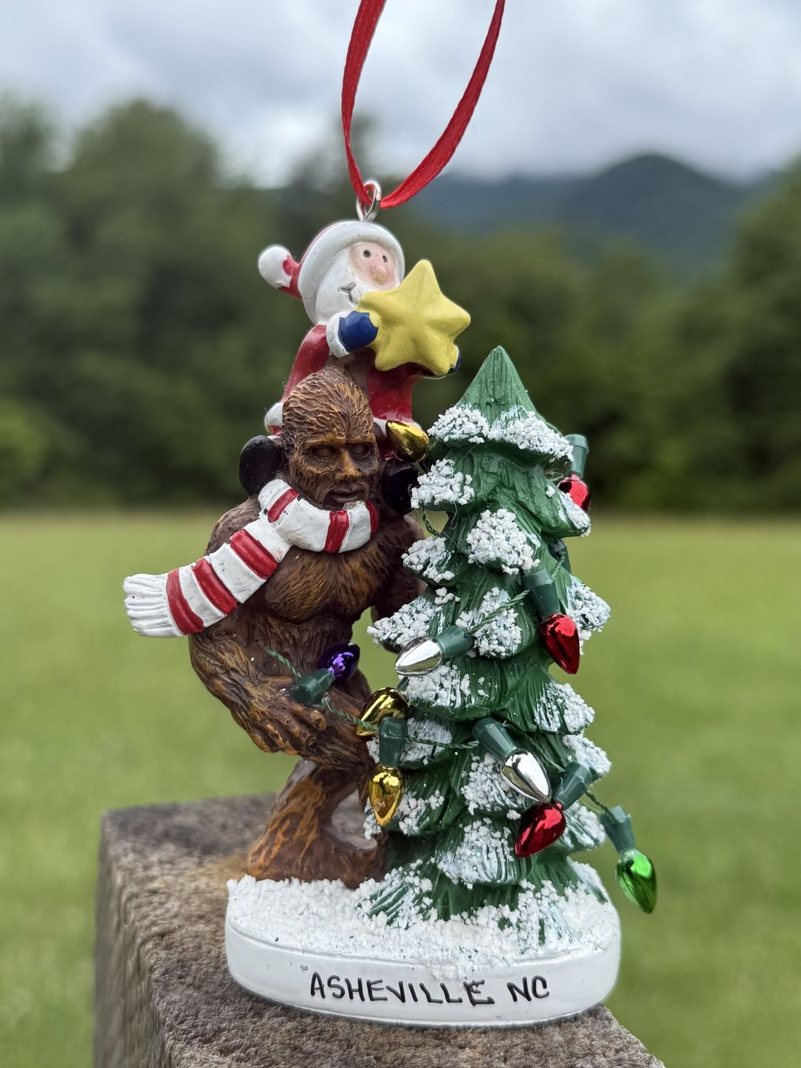 Santa And Bigfoot Resin Ornament