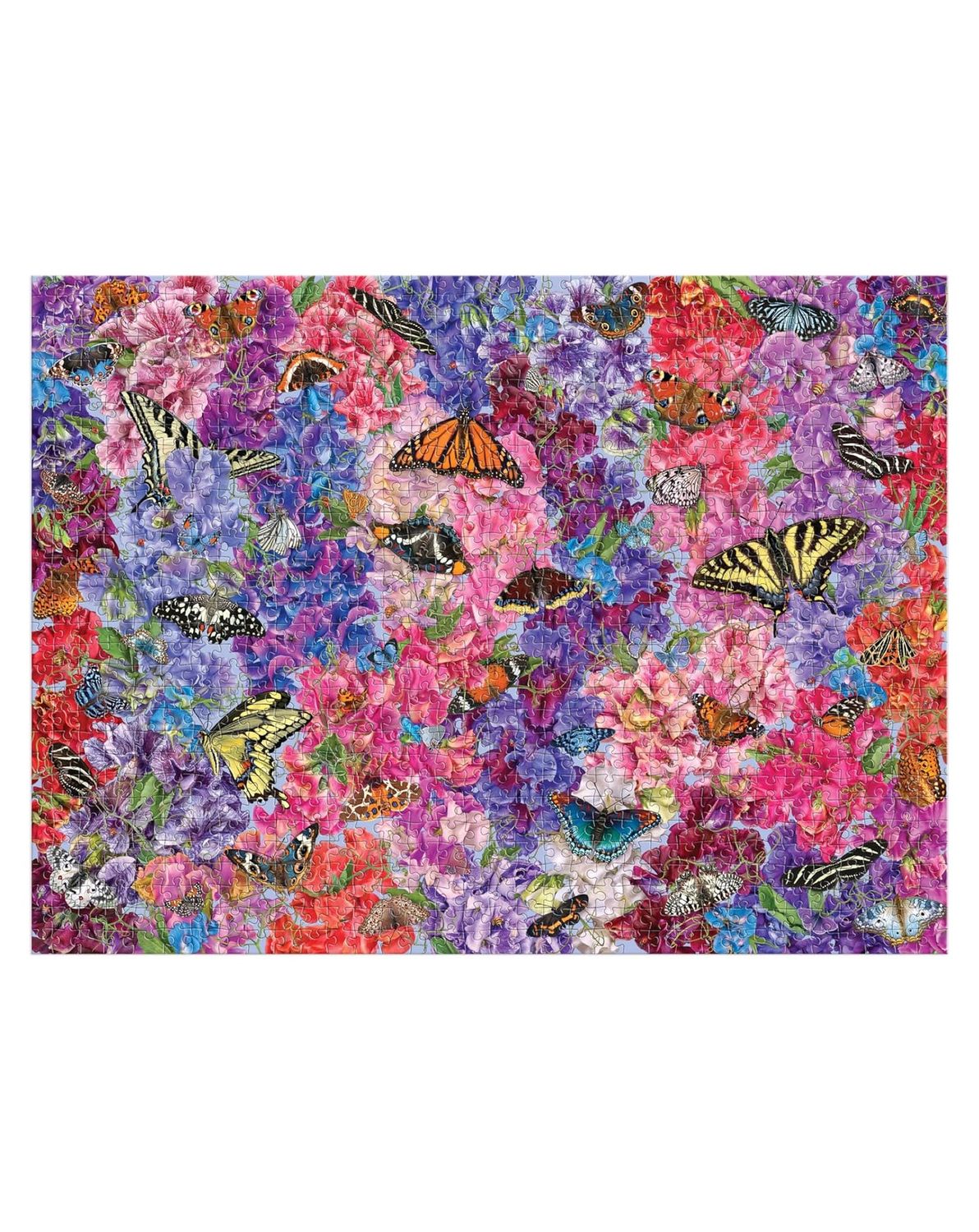 Butterflies In The Sweet Peas 1000 Piece Puzzle