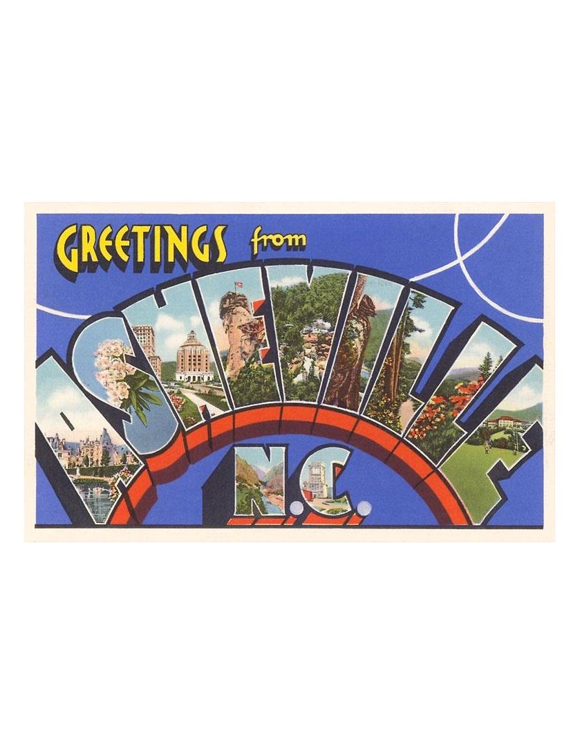Greetings From Asheville NC Blue Magnet