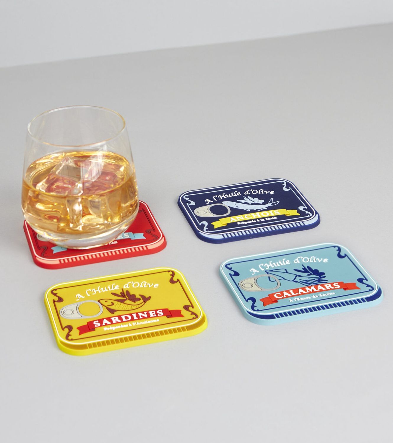 Seafood Tin Can Rubber Coasters