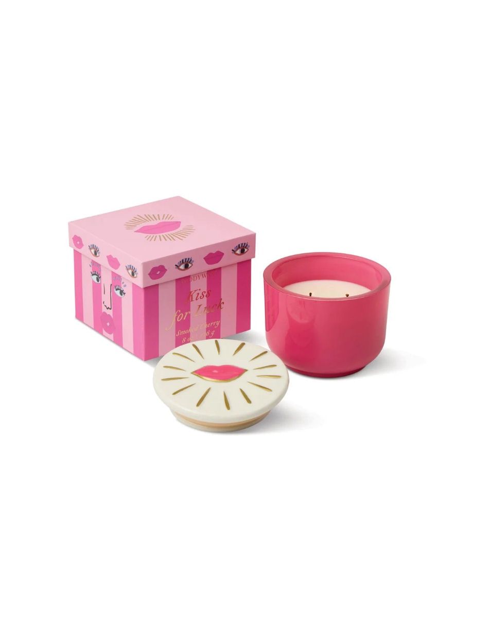 Smoked Cherry Lips Ceramic Charmed Candle