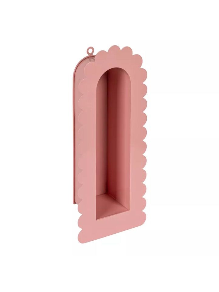 Metal Pink Scalloped Edge Wall Shelf