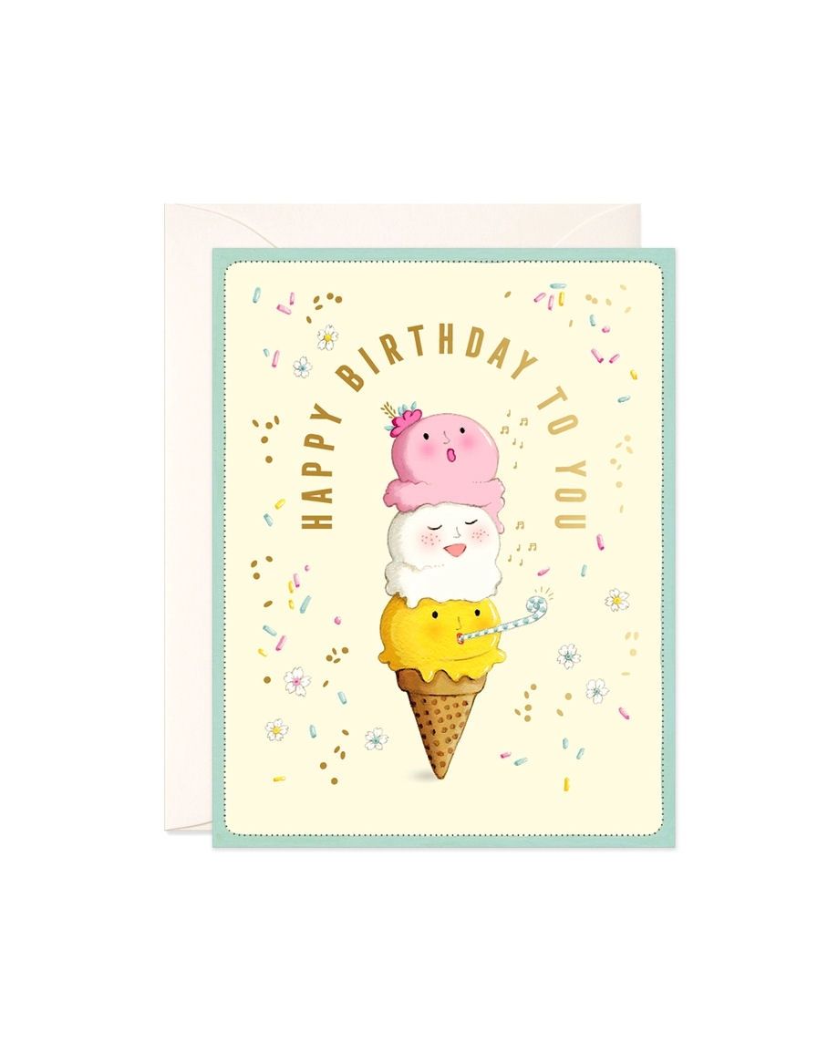 Singing Ice Cream Happy Birthday To You Card