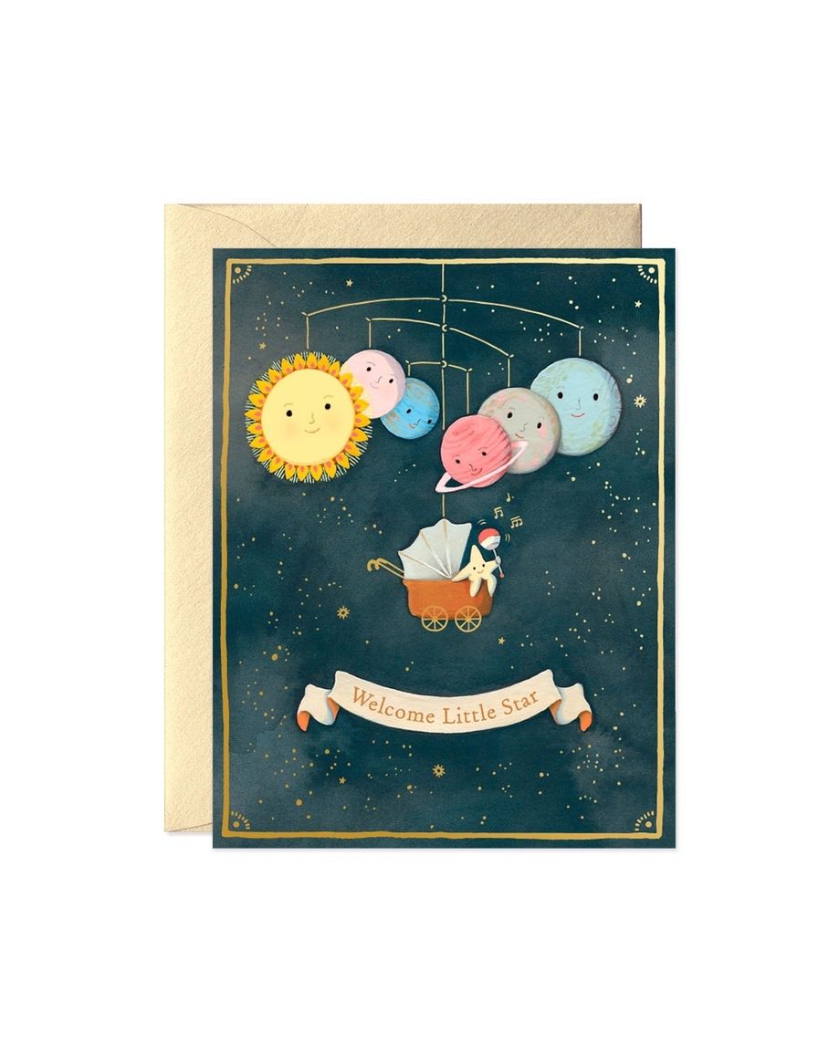 Welcome Little Star Solar System Baby Card